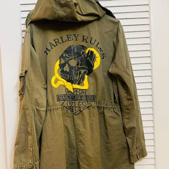 Harley-Davidson Women’s Military Field Jacket Skull Graphic - Picture 2 of 10
